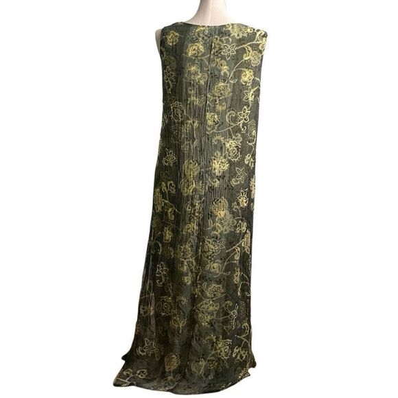 August Max Woman Sleevless Midi Dress 16W Green Sheer Floral Overlay Artsy Lagom - Picture 2 of 11